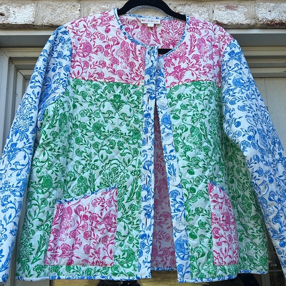 Roller Rabbit Multicolor Block Print Cotton Quilted Jacket - Picture 6 of 13